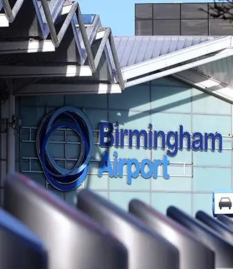 Umrah travellers checking in at Birmingham Airport (BHX) for a flight to Jeddah